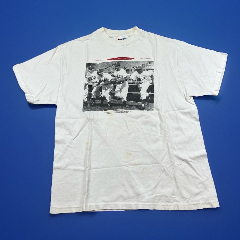 Vintage Pacific Coast League Oakland Oaks Baseball T-shirt Large Hanes Beefy
